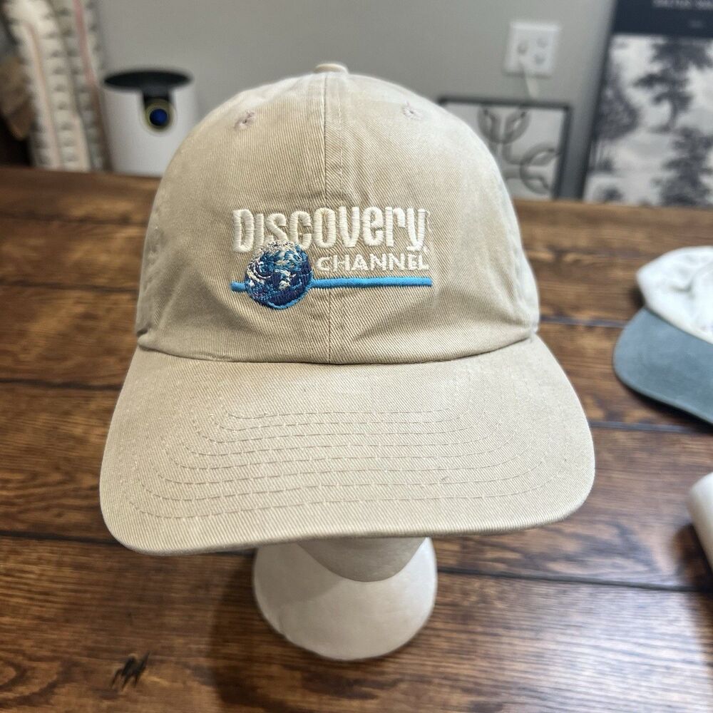 Vintage Discovery Channel Hat SnapBack Khaki Tan One Size Fits All 100% Cotton